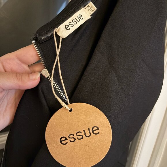 Black Over-the-Shoulder Midi Dress - Essue - Picture 3 of 3